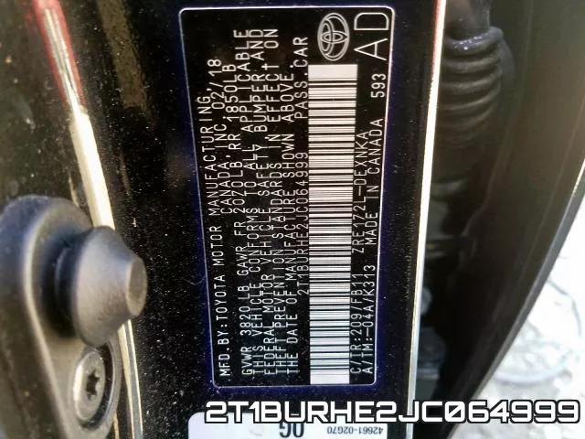 2T1BURHE2JC064999 фото 2
