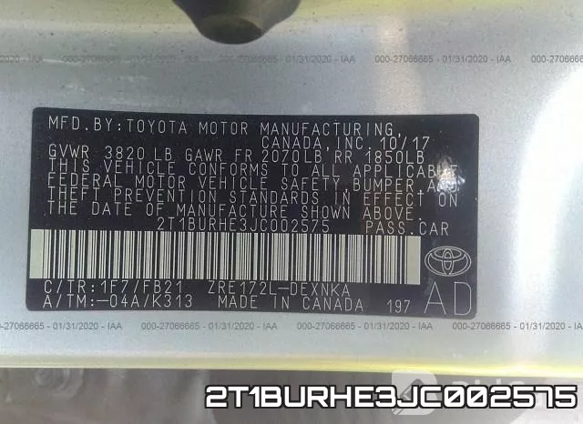 2T1BURHE3JC002575 фото 10
