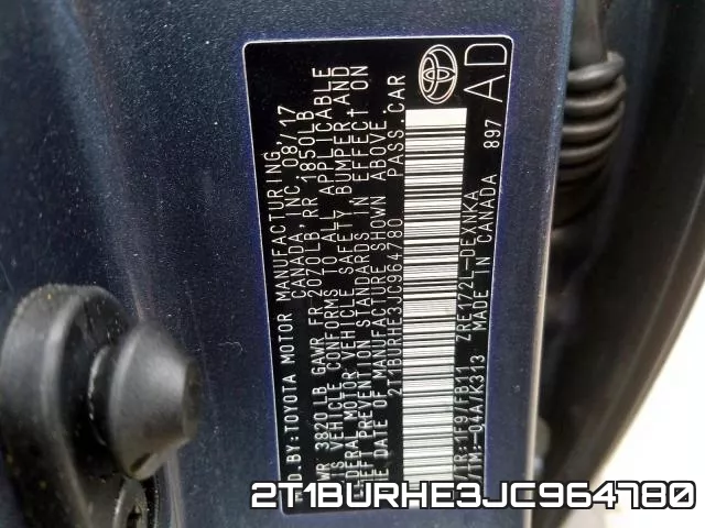 2T1BURHE3JC964780 фото 2