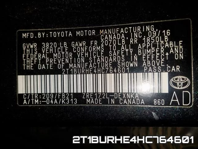 2T1BURHE4HC764601 фото 2