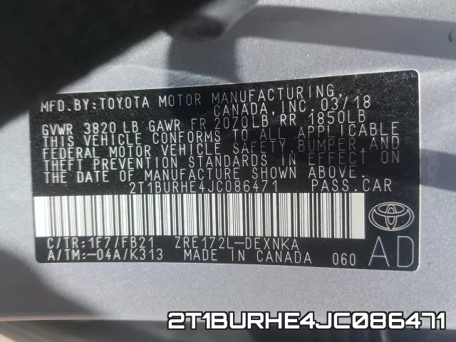 2T1BURHE4JC086471 фото 2