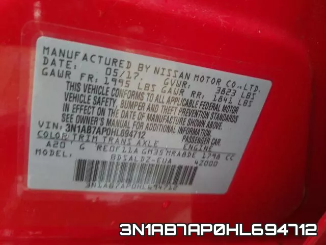 3N1AB7AP0HL694712 фото 2