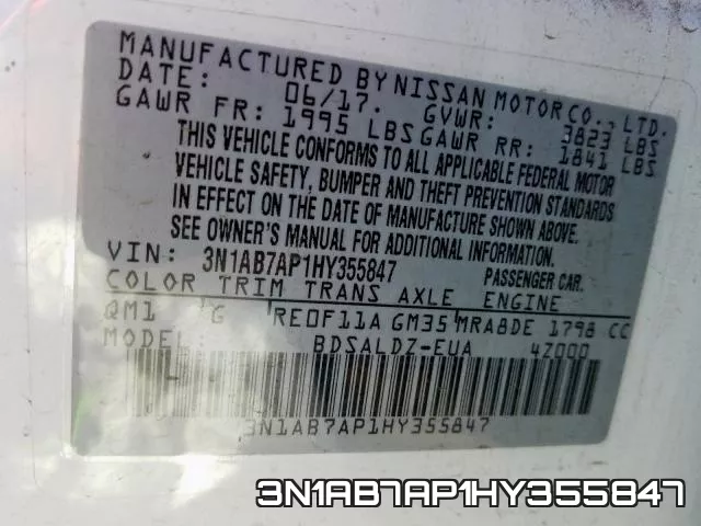 3N1AB7AP1HY355847 фото 2