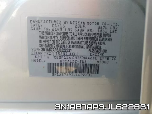 3N1AB7AP3JL622831 фото 2