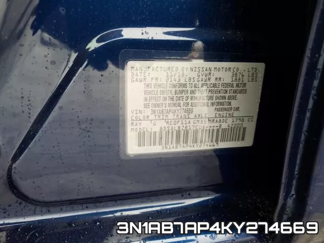 3N1AB7AP4KY274669 фото 2