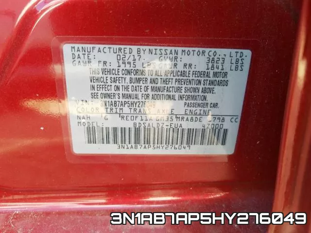 3N1AB7AP5HY276049 фото 2