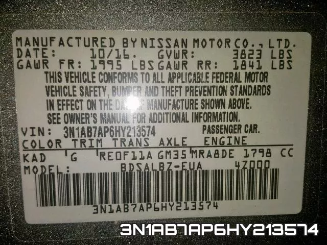 3N1AB7AP6HY213574 фото 2