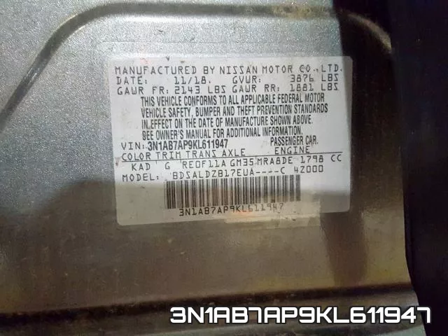 3N1AB7AP9KL611947 фото 2