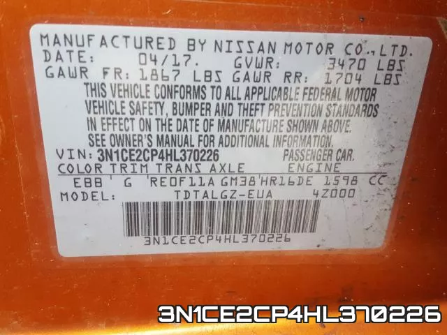 3N1CE2CP4HL370226 фото 2