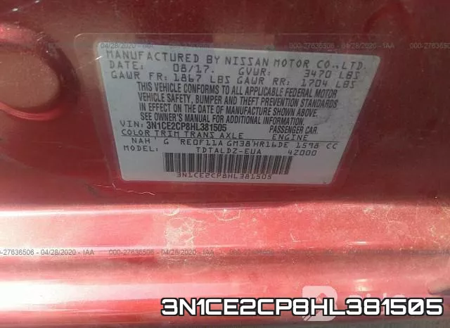 3N1CE2CP8HL381505 фото 10