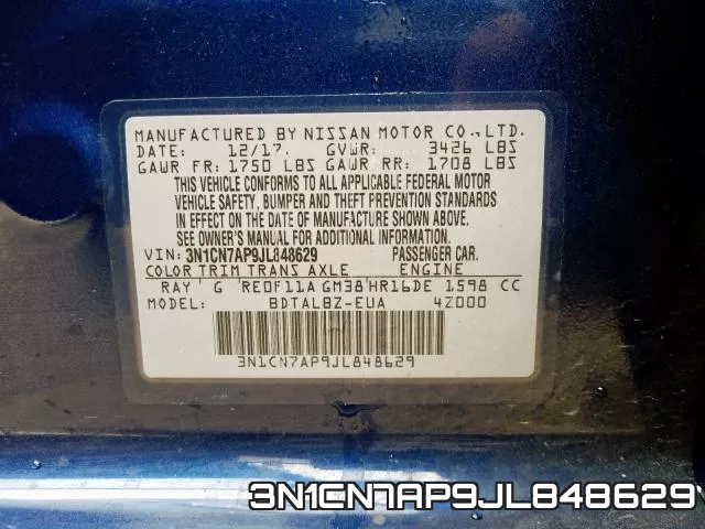3N1CN7AP9JL848629 фото 2