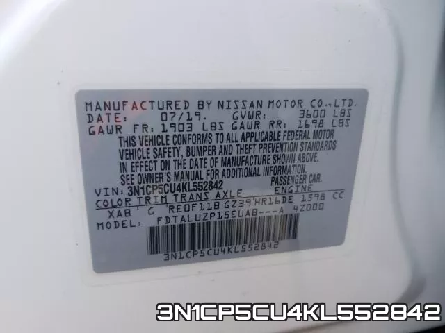 3N1CP5CU4KL552842 фото 2