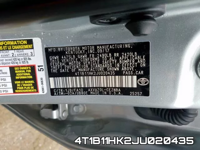 4T1B11HK2JU020435 фото 2