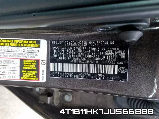 4T1B11HK7JU566888 фото 2
