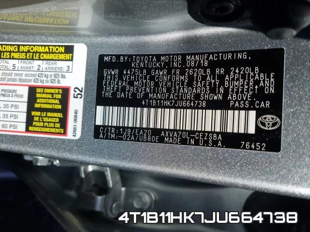 4T1B11HK7JU664738 фото 2