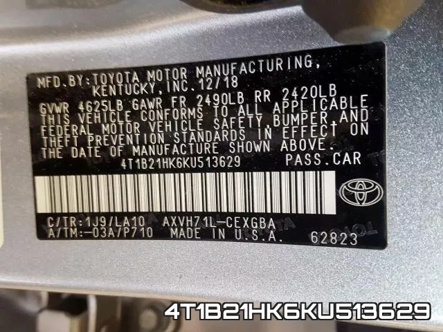 4T1B21HK6KU513629 фото 2