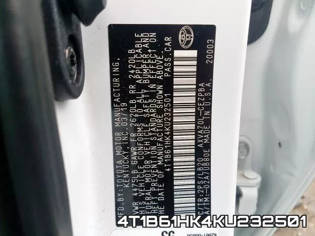 4T1B61HK4KU232501 фото 2