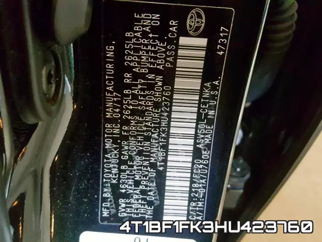 4T1BF1FK3HU423760 фото 2