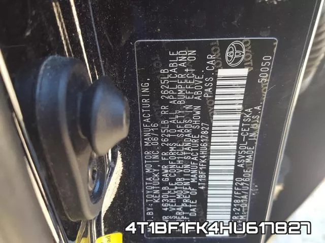 4T1BF1FK4HU617827 фото 2