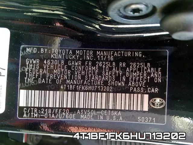 4T1BF1FK6HU713202 фото 2