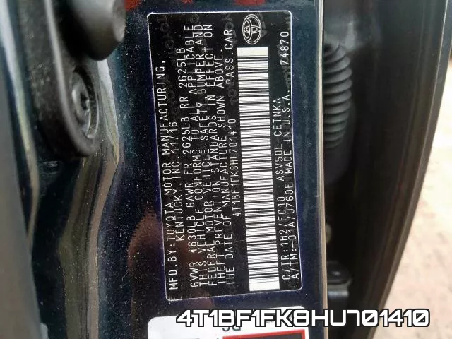 4T1BF1FK8HU701410 фото 2