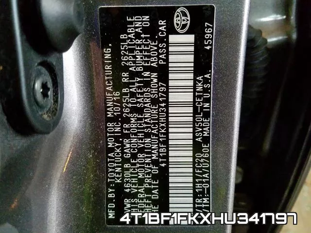 4T1BF1FKXHU341797 фото 2