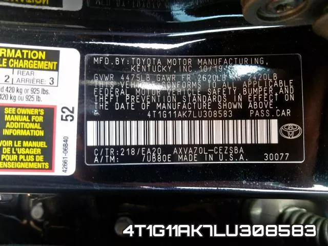4T1G11AK7LU308583 фото 2