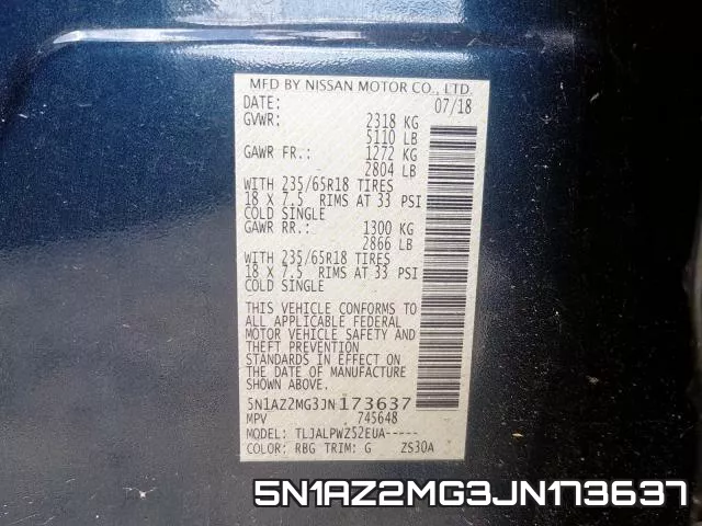5N1AZ2MG3JN173637 фото 2