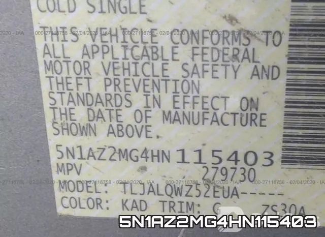 5N1AZ2MG4HN115403 фото 10