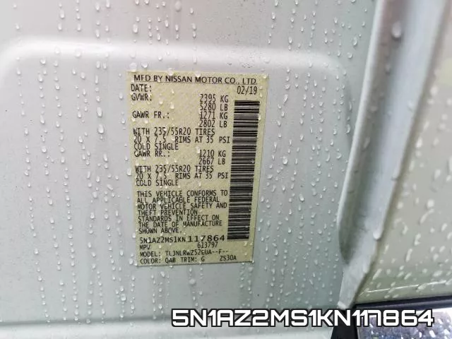 5N1AZ2MS1KN117864 фото 2