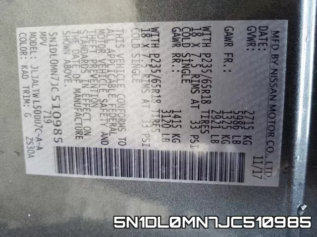 5N1DL0MN7JC510985 фото 2