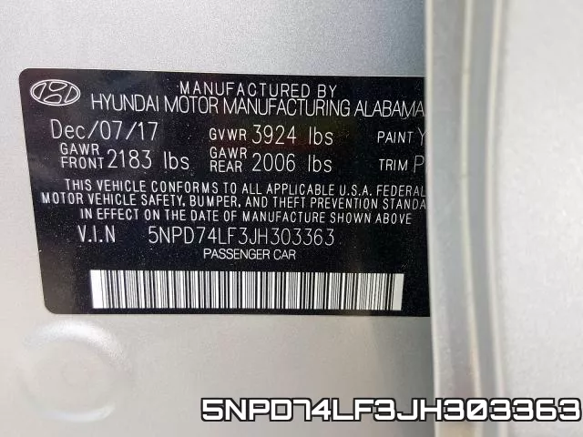 5NPD74LF3JH303363 фото 2