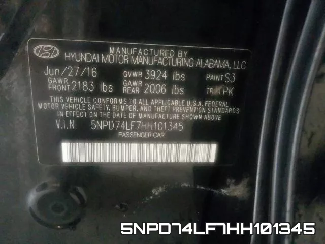 5NPD74LF7HH101345 фото 2