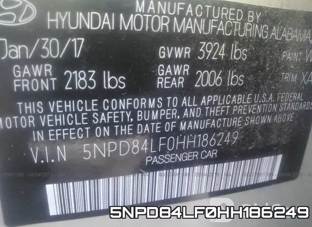 5NPD84LF0HH186249 фото 10