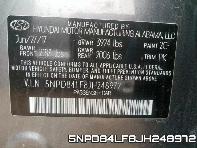 5NPD84LF8JH248972 фото 2