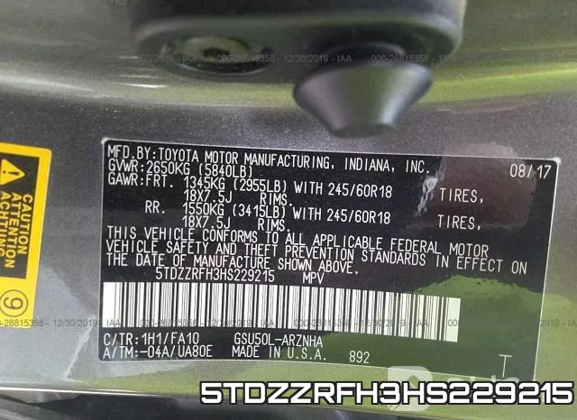5TDZZRFH3HS229215 фото 10
