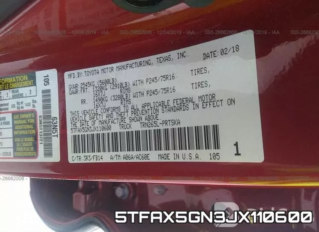 5TFAX5GN3JX110600 фото 10