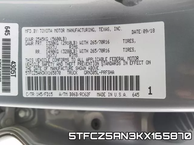 5TFCZ5AN3KX165870 фото 2