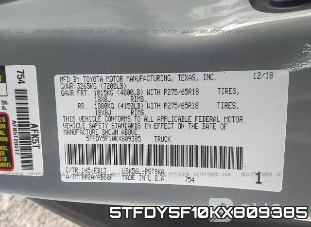 5TFDY5F10KX809385 фото 10