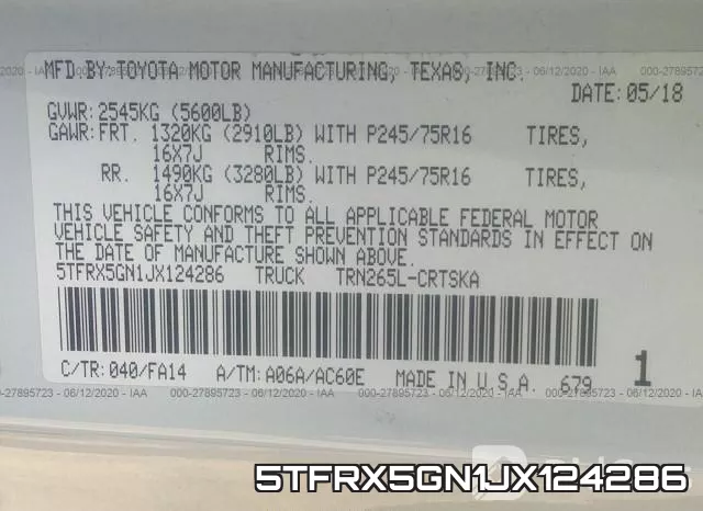 5TFRX5GN1JX124286 фото 10