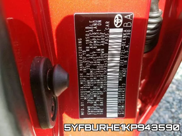 5YFBURHE1KP943590 фото 2