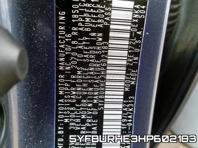 5YFBURHE3HP602183 фото 2