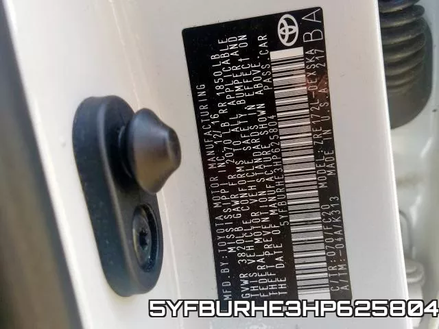 5YFBURHE3HP625804 фото 2