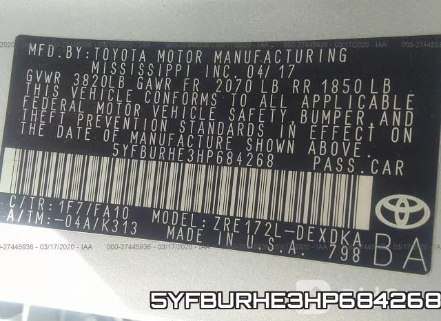 5YFBURHE3HP684268 фото 10