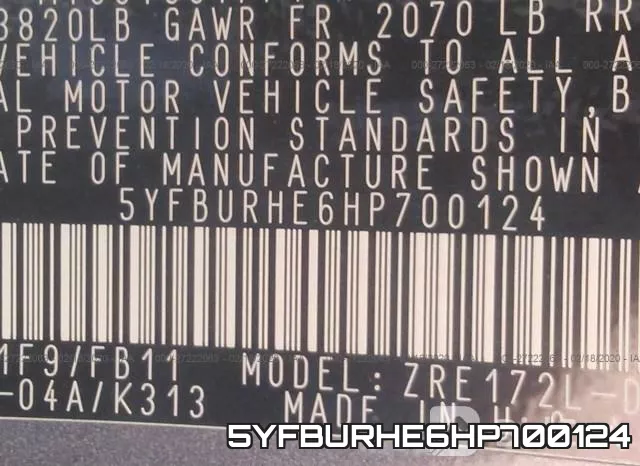 5YFBURHE6HP700124 фото 10