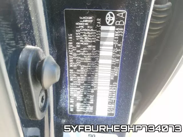 5YFBURHE9HP734073 фото 2