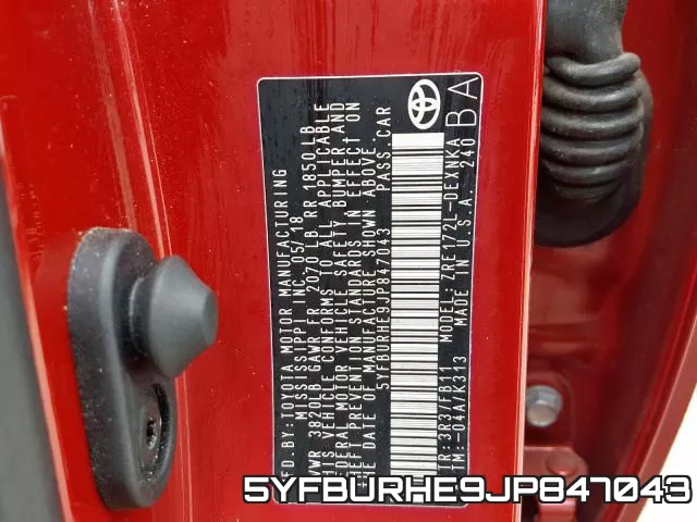 5YFBURHE9JP847043 фото 2