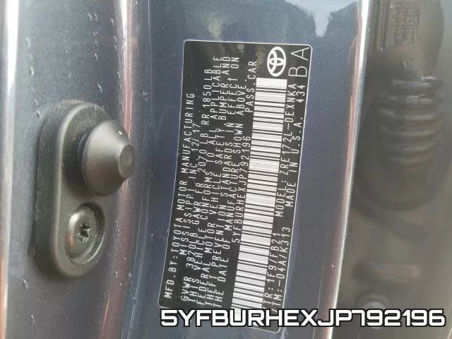 5YFBURHEXJP792196 фото 2