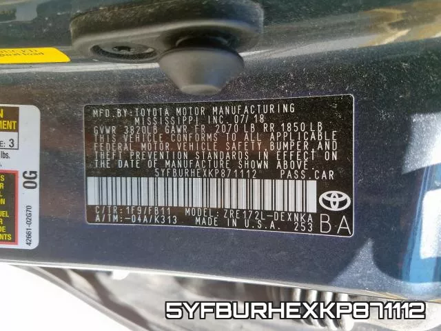 5YFBURHEXKP871112 фото 2