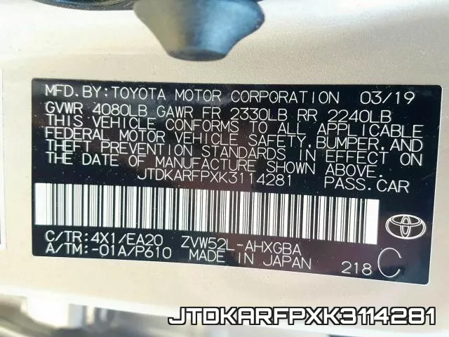 JTDKARFPXK3114281 фото 2